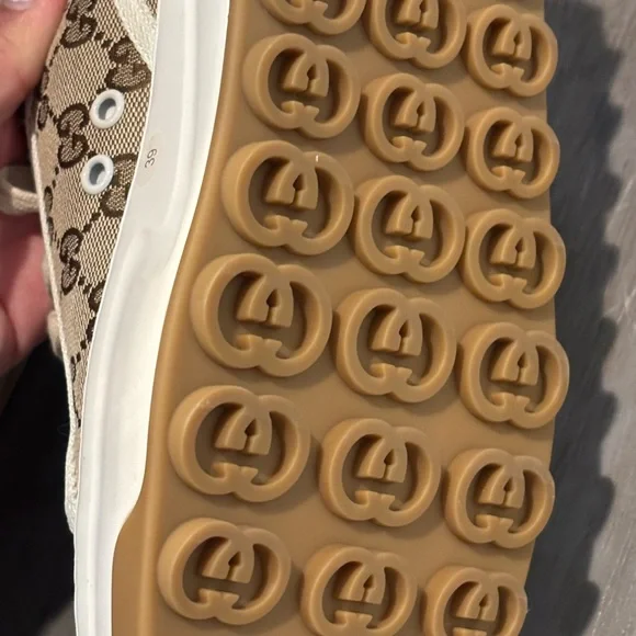 Gucci Tan Monogram Canvas Sneakers - Picture 9 of 10